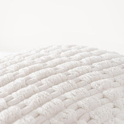 Fancy Homi Cream Boho Long Body Lumbar Decorative Throw Pillow Cover 14x36 Inch for Bed Couch Bedroom Bench, Soft Corduroy Rectangle Solid Pillow Case 35x91 cm, Rustic Farmhouse Room Decor
