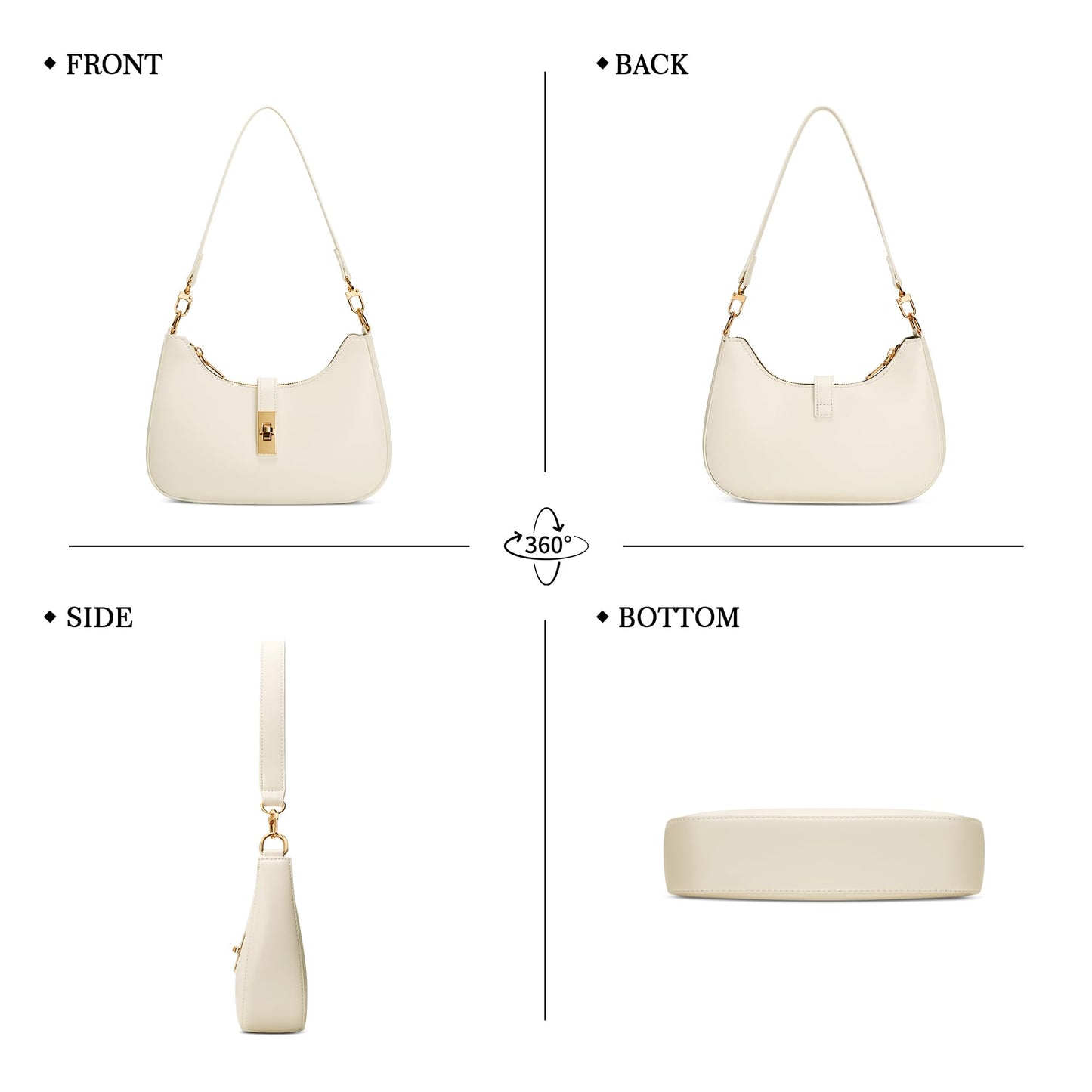 KKXIU Shoulder Bag for Women Cute Hobo Handbag and Vegan Leather Retro Small Clutch Purse with Zipper Closure