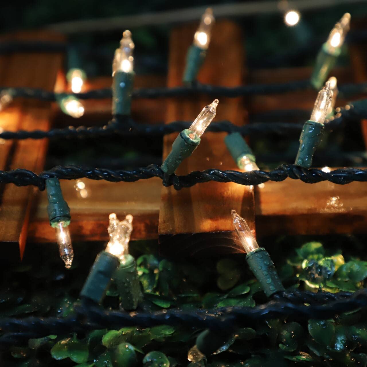 LAMPHOME Clear Warm White Christmas String Lights, 100 Count 19.6Ft Incandescent Mini Lights, Green Wire Waterproof Indoor Outdoor String Lights for Xmas Tree, Garland & Holiday Party Decor