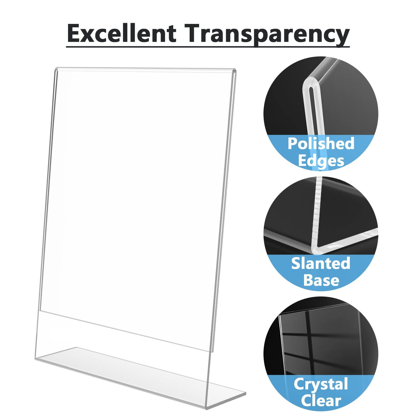 MaxGear Acrylic Sign Holder, Clear Sign Holders Plastic Display Stand 8.5 x 11 Inches Slant Back Countertop Display Picture Frames for Menus, Flyer, Use In Office, Store, 3 Pack