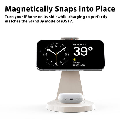 3 in 1 Charging Station for Apple Devices,Mag-Safe Charger Stand Fast Charging,Wireless Charger for iPhone 16/15/14/13/12 Series,& AirPods,& iWatch(USB-C Charger Included)