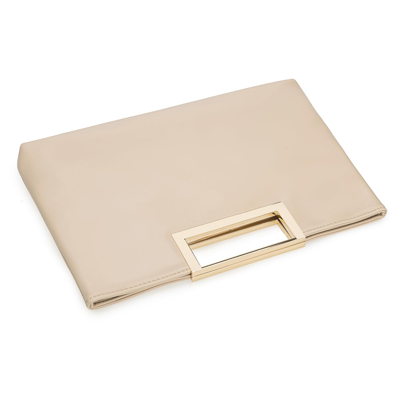 CHARMING TAILOR Fashion PU Leather Handbag Stylish Women Convertible Clutch Purse (Beige)
