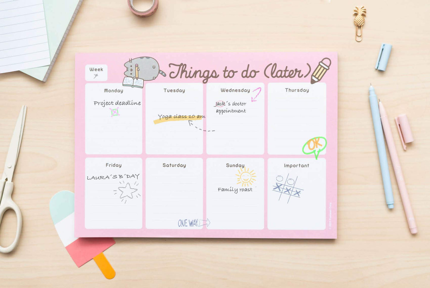 To Do List Notepad Pusheen Calendar A4 | Daily, Weekly Planner | ADHD Planner Pad | 54 Tear-Off Sheets 90 gsm | Pusheen Stationery | Improve Productivity | Task Planner