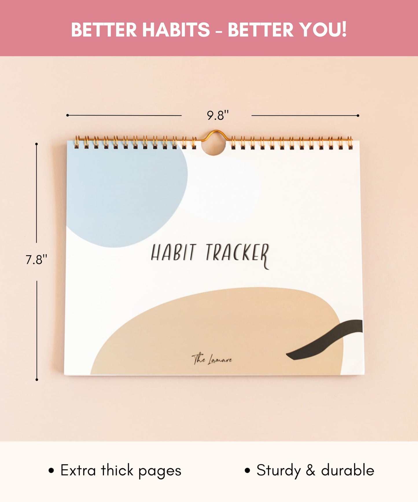 Lamare 2026 Habit Tracker Calendar – Premium Daily Habit Tracker Journal and Goal Board, Workout Motivation & Productivity Tool