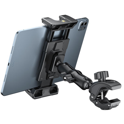 OHLPRO Tablet Mic Stand Holder for iPad Treadmill Handlebar Clamp, Mount for Spin Bike Microphone Peloton Stroller Bicycle, Fit 5-13” iPad Pro 12.9 Air Mini, Galaxy Tab, iPhone, Fire HD 10