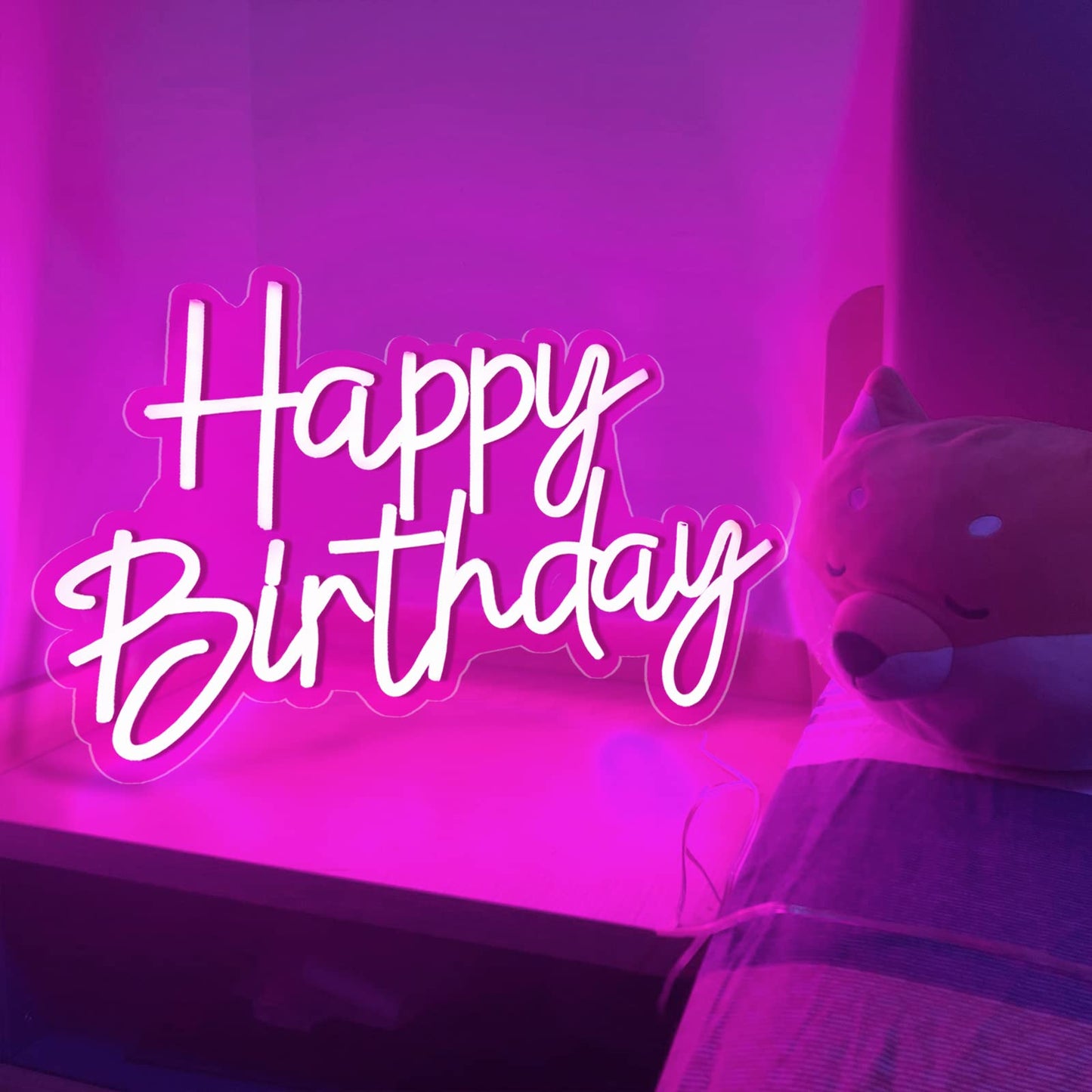Happy Birthday Neon LED Night Light Can Be Used For Birthday, Wedding, Anniversary, Christmas, Home Decoration Party Backdrop Light, Best Gift For Family Friends Children