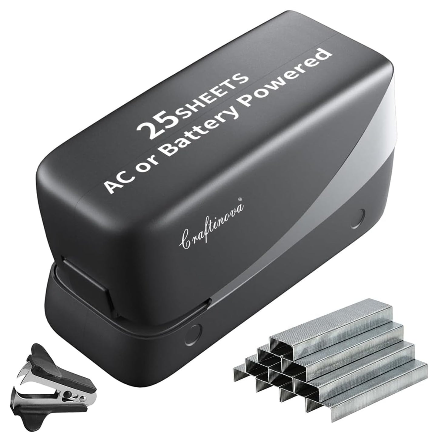 Craftinova Electric Stapler, 25 Sheet, Include 2000 Staples and 1 Remover, Jam Free, Professional and Home Office Stapler，Battery not Included，AC or Battery Powered.
