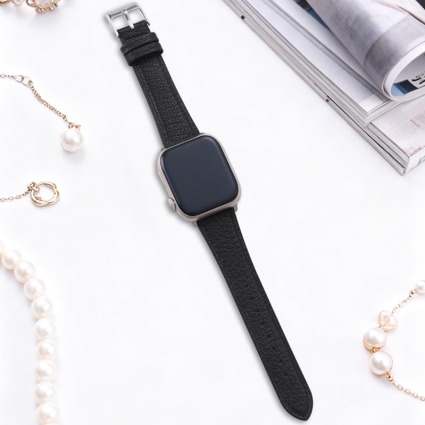 Thin Slim Soft Goatskin Women Leather Watch Bands for Apple Watch 38mm 40mm 41mm 42mm, Small Wrist Watch Band Lightweight Elegant Replacement Straps Compatible with iWatch SE 11 10 9 8 7 6 5 4 3 2 1