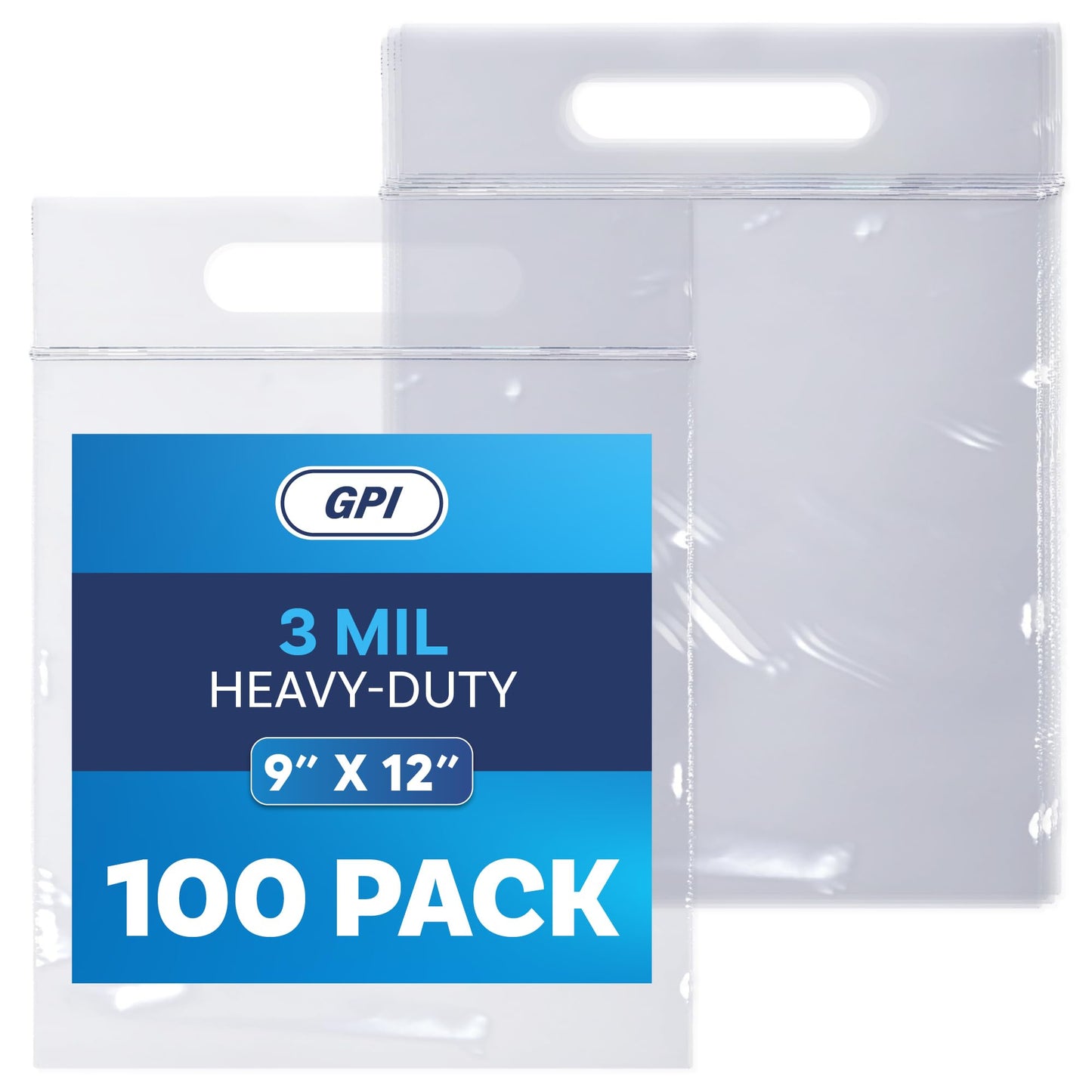Biodegradable 9" X 12" Plastic Zip Bags With Handle For Carrying, 100 Count Heavy-Duty 3 Mil Clear Reclosable Eco-Friendly Poly Baggies, Zip Top Lock for A4 Letter Size Paper, Food Storage & Clothing