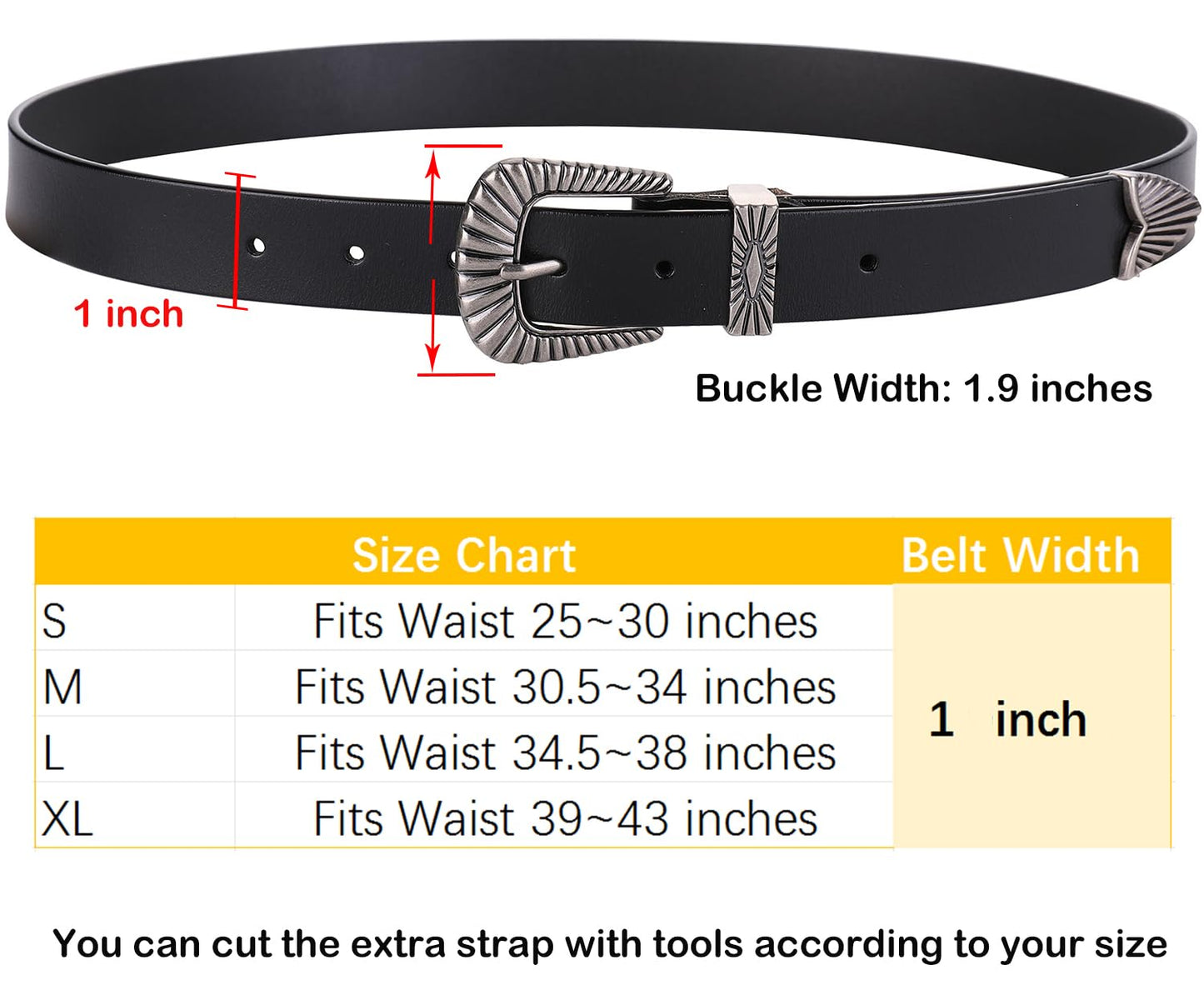 ALAIX Belts for women Women's Belts Silver Gold Buckle leather belts Black Western belts Jeans Pants belts for women