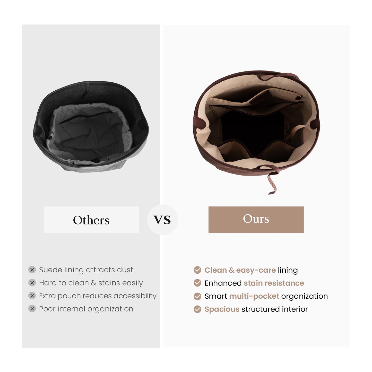 befen Coffee Brown Bucket Tote Bag for Women, Genuine Leather Shoulder Bag, Large Capacity Everyday Purse for Office and Everyday Use