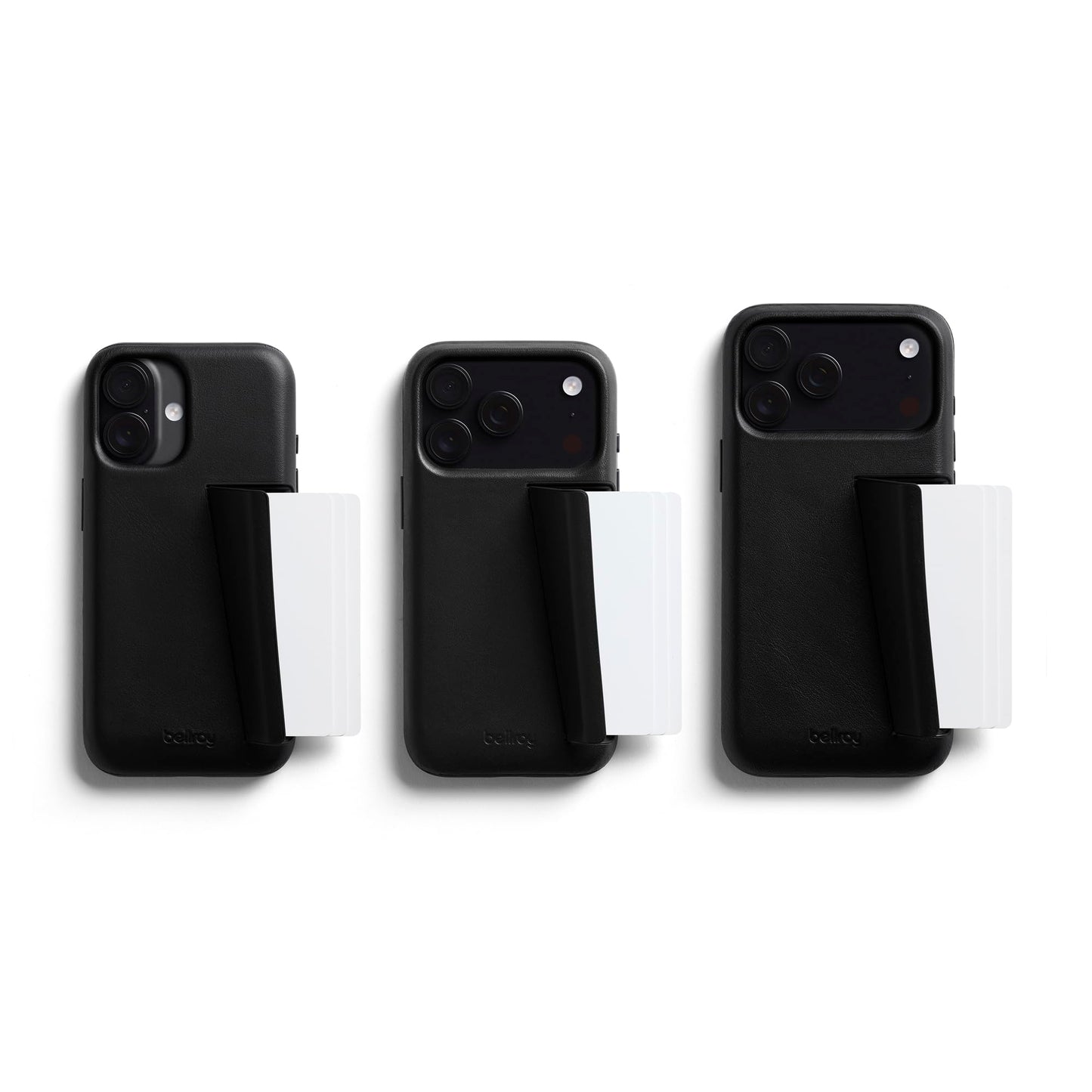 Bellroy Phone Case – 3 Card for iPhone 17 Pro (Leather iPhone case, Phone Wallet) - Black