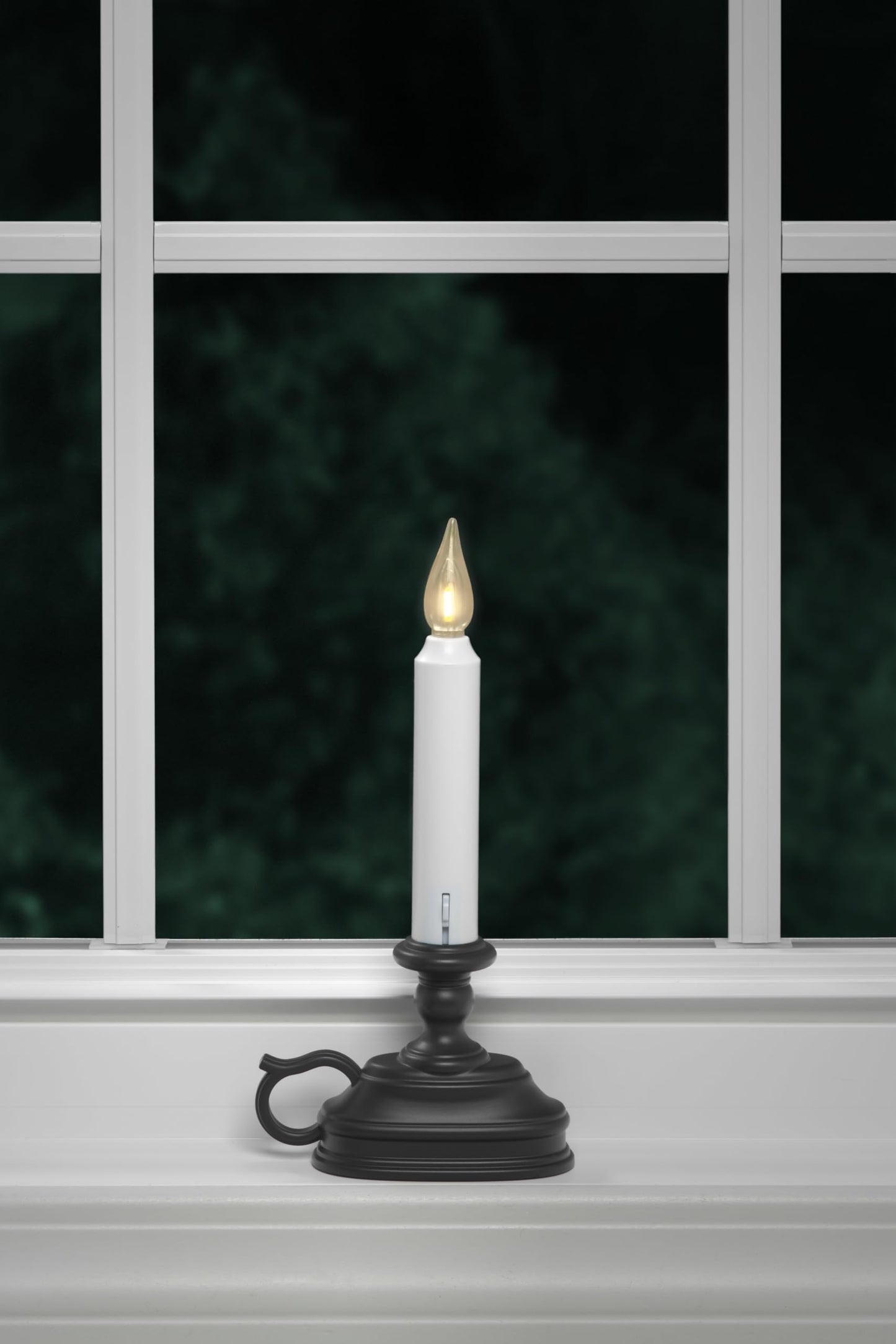 VC1820A 8.5 inch Battery Operated Vintage Filament LED Flameless Window Candle with Dusk to Dawn Timer and 3 Flame Settings, Antique Bronze/Black