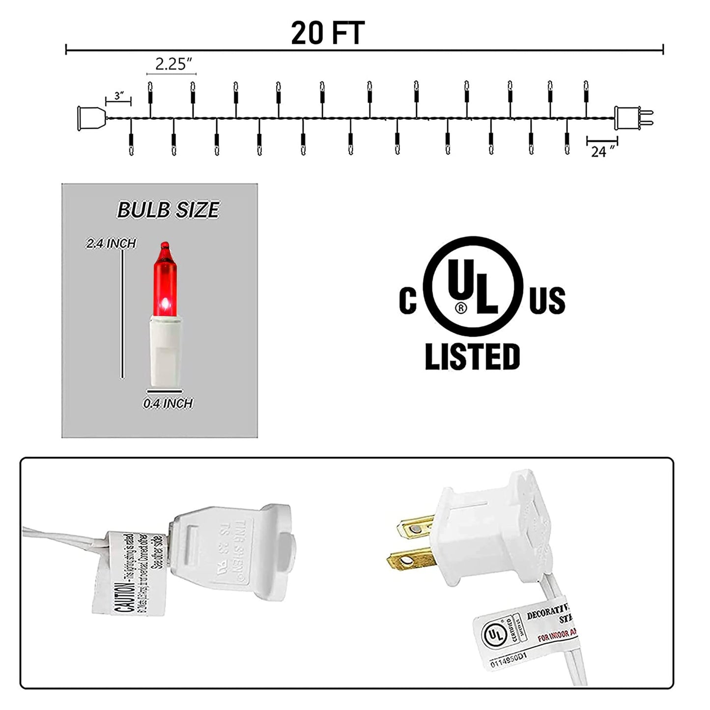 Dazzle Bright 4th of July Lights, 20FT 100 Count Independence Day Mini String Lights Plug in Waterproof Christmas for Outdoor Indoor Home Party Decorations, Red Blue and White