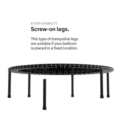 bellicon Mini Trampoline 49'' (Black) | Bungee Suspension up to 260 lbs | Indoor Fitness Rebounder for Adults | Screw-in Legs