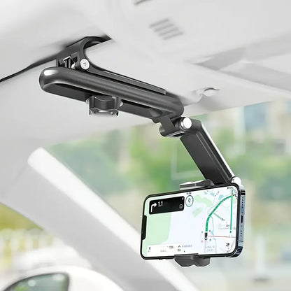 Universal 360 Rotatable Phone Holder for Sun Visor - Compatible with iPhone, Samsung & More Devices - Car Accessory (Black)