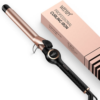 Large Curling Iron 2 Inch, Ceramic Long Barrel Hair Curling Wand, Hair Styling Tool, Dual Voltage, LCD Display, Black