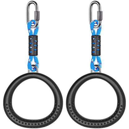 Dolibest 2 Pack of Ninja Gymnastic Rings, Monkey Ring Outdoor Backyard Ninja Accessories Set, Obstacle Course for Training,1000LB Capacity(Black)
