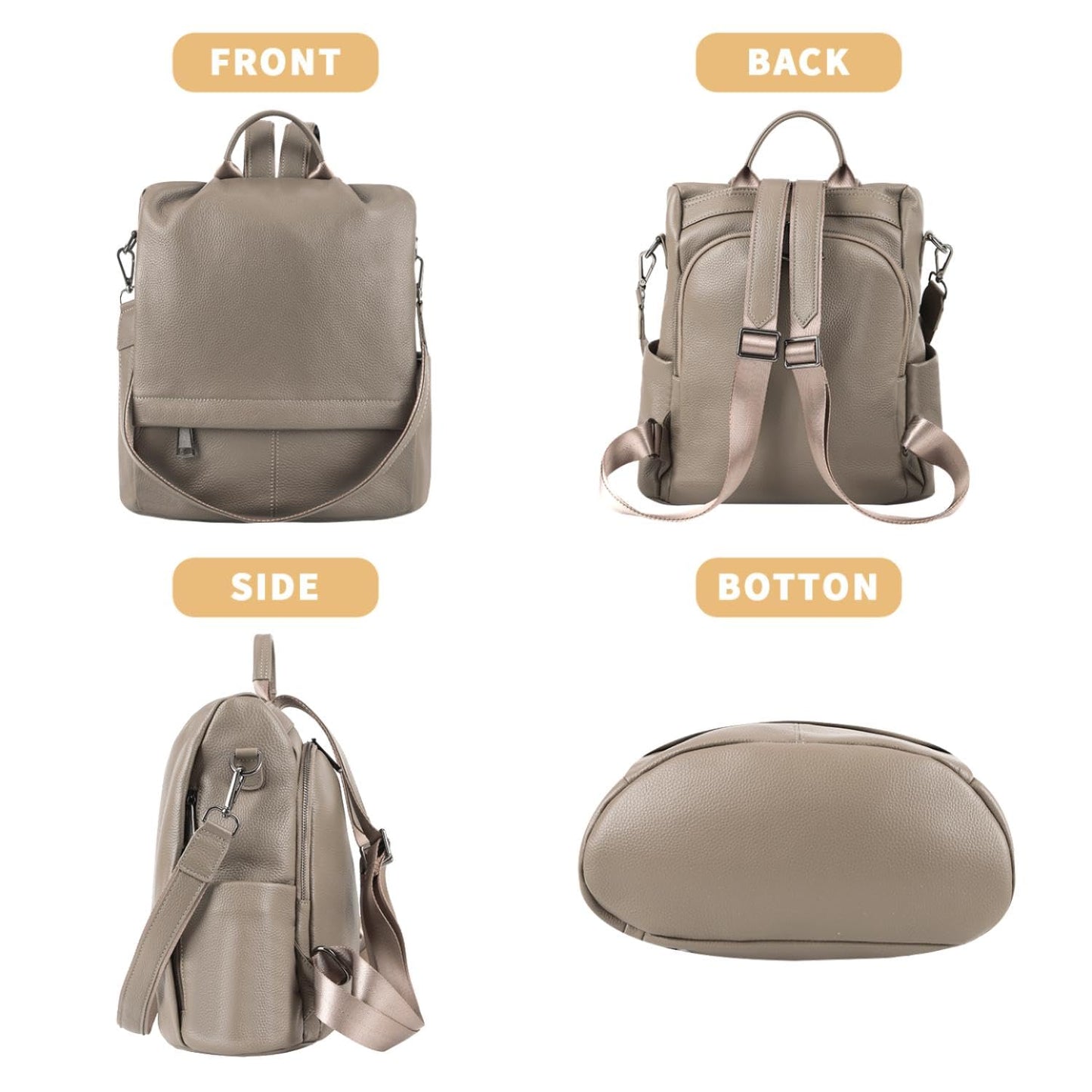 Wesccimo Genuine Leather Backpack Purse For Women Antitheft Real Soft Rucksack Fashion Designer Convertible Ladies Shoulder Bag Grey