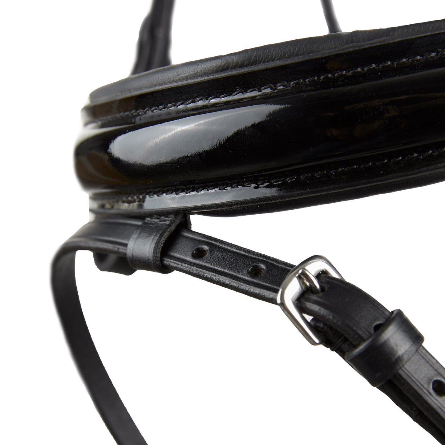 HORZE Grayson Classic Leather Ergonomic Snaffle Dressage Bridle with Detachable Flash - Black - Cob