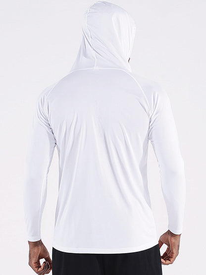 CADMUS Men's Workout Long Sleeve Fishing Shirts UPF 50+ Sun Protection Dry Fit Hoodies,1 Pack,096,White,X-Large