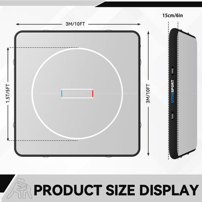 Inflatable Wrestling Mat 10x10FTx6"Thick, Jiu Jitsu Mats, PVC Landing Training Mat Foldable for Home Gym BJJ, MMA, Martial Art, Boxing, Grappling and Judo (Grey Black)