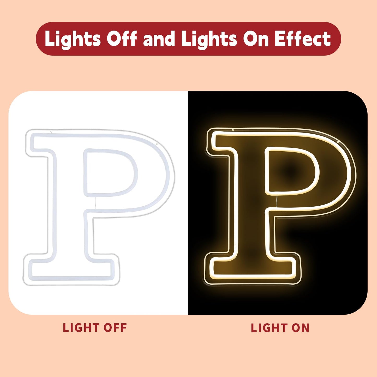RumonZS Light Up Letters P LED Letters Lights Neon Sign 26 Alphabet 11.4"Decorative Lighted Alphabet for Wedding Party Birthday Bar Christmas Home Decor Letter Lights (Warm White)