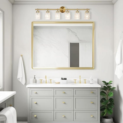 ALICE HOUSE Modern 6-Light Bathroom Vanity Light, 41” Brushed Brass Finish Wall Lighting Fixture Over Mirror for Bathroom, Powder Room, Makeup AL5095-W6