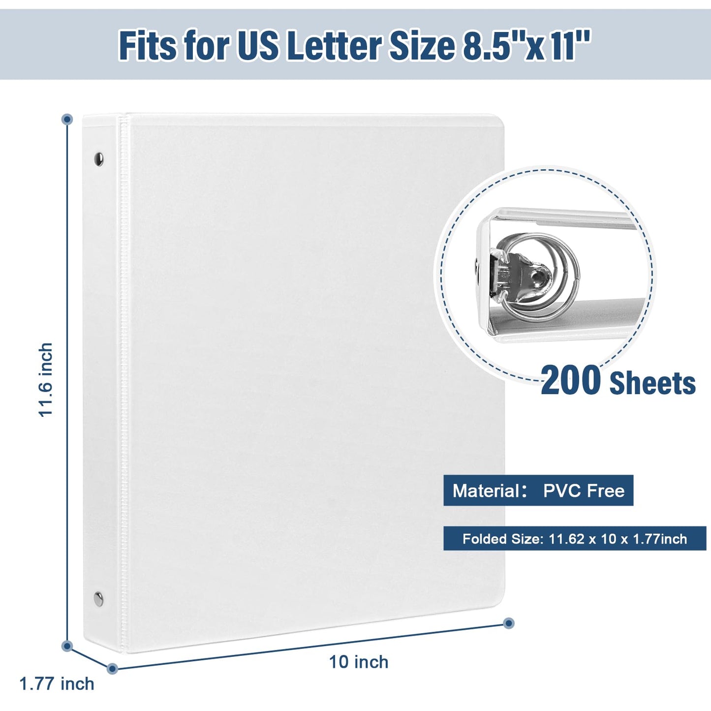 1-Inch 3-Ring-Binder with Pockets, 1'' Basic Binders 1-inch View Round Binders Holds 200 Sheets US Letter Size 8.5'' x 11'' - Bundle Packs Perfect for Home, Office, and School (1-inch)
