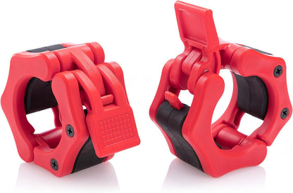 Greententljs Olympic Barbell Collar Quick Release Pair of Locking 2" Secure Snap Clip for Squat Weight Lifting/Powerlifting (1 Set, Red), (SPT0004)