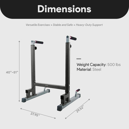 BalanceFrom Multi-Function Dip Stand Dip Station Dip bar with Improved Structure Design, 500-Pound Capacity, Black