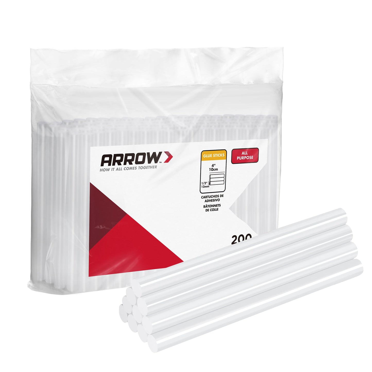Arrow Mini Hot Glue Sticks, 200 Pack Clear Glue Gun Sticks, 4" and 5/16'' Diameter High Viscosity All-Purpose Gun Stick for DIY Art, Craft General Repairs, Festival Home Decoration