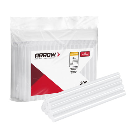 Arrow Mini Hot Glue Sticks, 200 Pack Clear Glue Gun Sticks, 4" and 5/16'' Diameter High Viscosity All-Purpose Gun Stick for DIY Art, Craft General Repairs, Festival Home Decoration