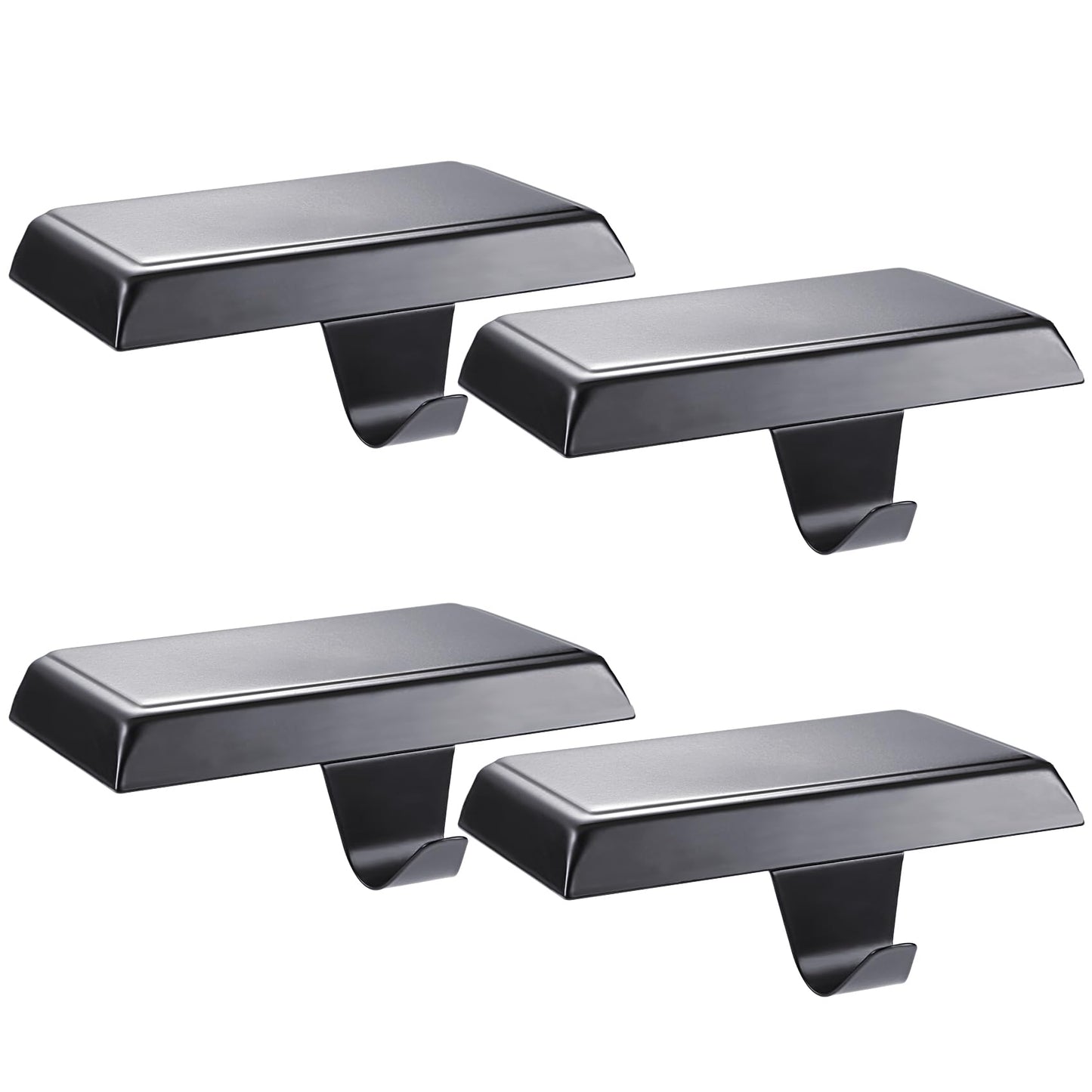 Sunshane 4 Pieces Christmas Stocking Holders Mantel Stocking Hanger Hooks Fireplace Mantle Metal Hang Bases for Xmas Party Decorations (Black)