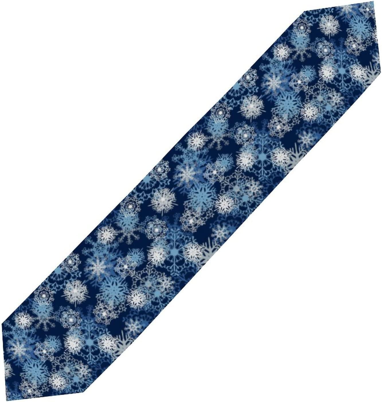 Snowflake Table Runner Winter,Blue Christmas Table Runners Supplies Centerpiece Table Decorations for Dining Coffee Birthday,13x70inch