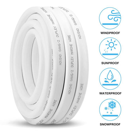 6 Gauge Marine Wire,6 AWG 30ft Duplex Marine Grade Wire Tinned Copper Heavy Duty Sheathed Cable for Boat/Automotive/RV/Camper/Trailer