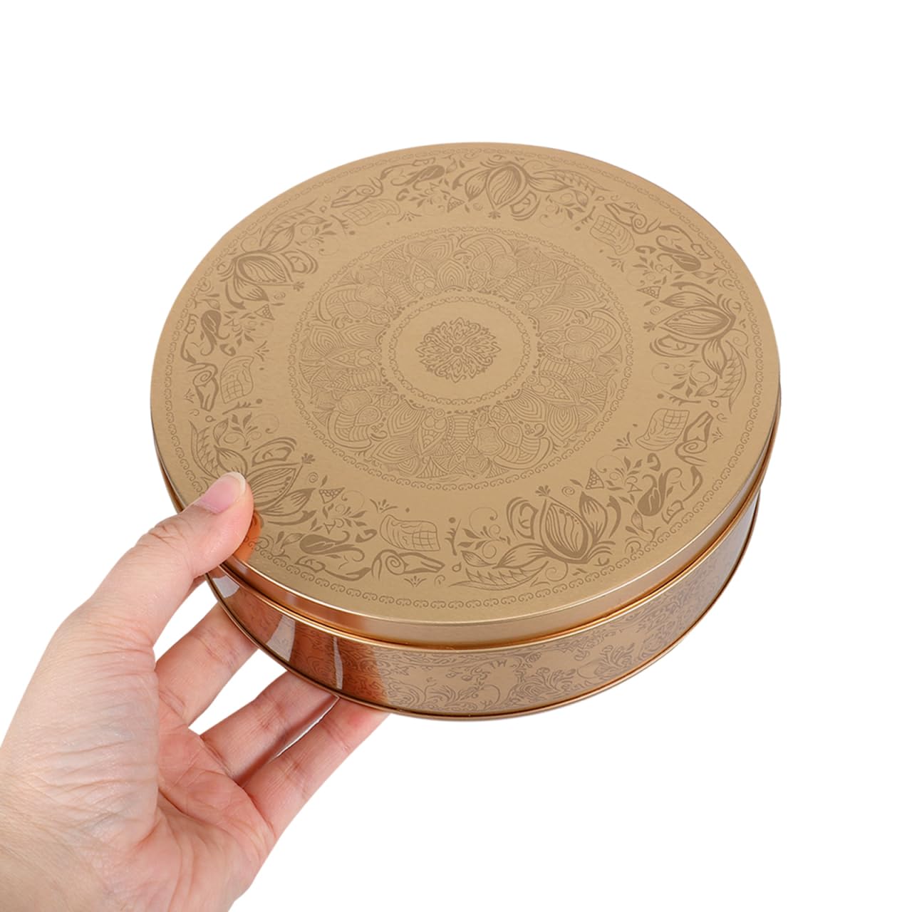 FESTFENDS 1Pc Cookie Tin with Lid Round Baking Cake Tins for Storaing Patisseries Snack Chocolate Easter Metal Cookies Storage Container for Candy Craft Supplies Special Occassions 6.61Inch