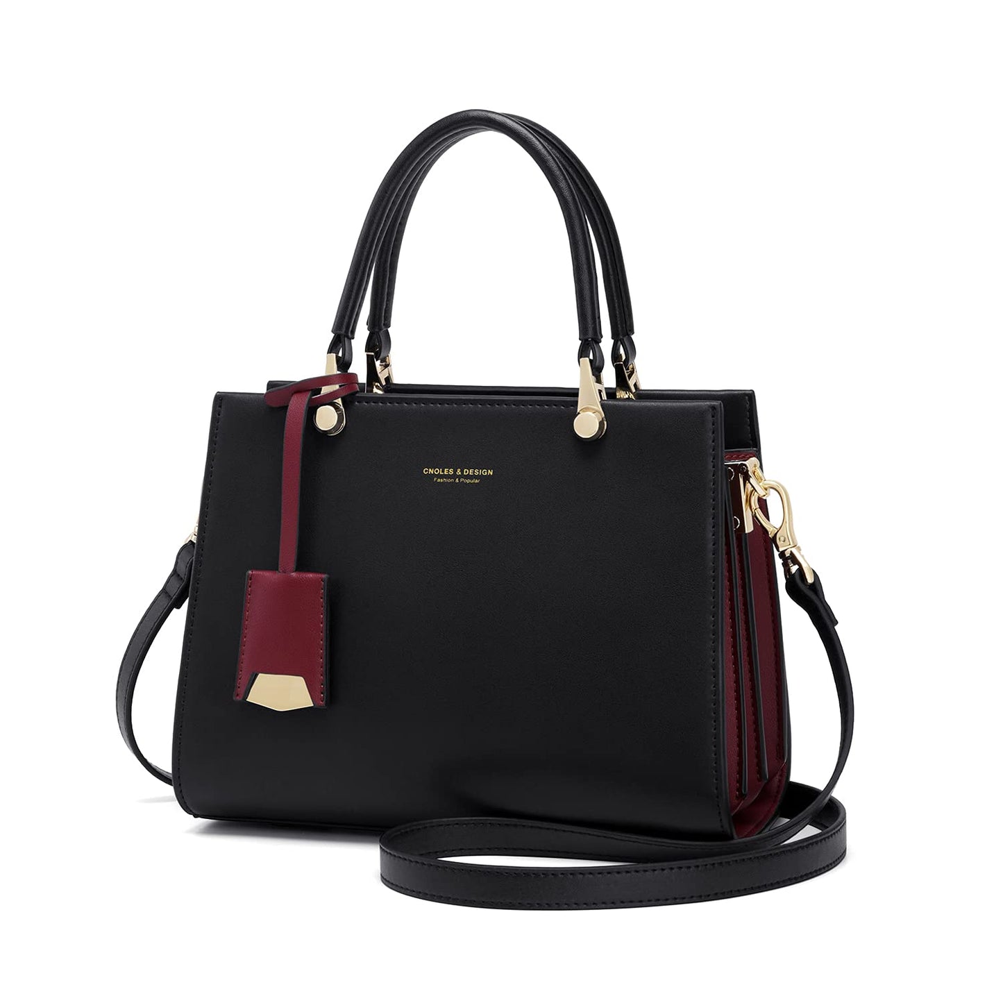 Cnoles Handbags for Women Fashion Leather Tote Shoulder Bags Ladies Handle Satchel Purse Black