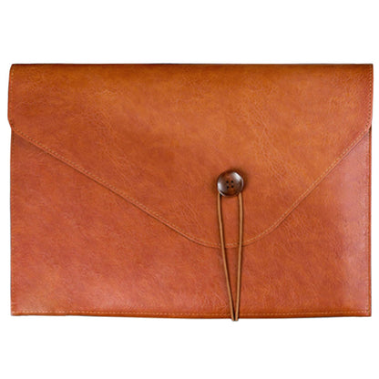 PU Leather A4 File Folder Document Holder for Women, Waterproof Portfolio Envelope Folder Case with Snap Closure, A4 Envelopes Leather Filing Folder Organizer for Women Men Colleagues Staffs - Brown