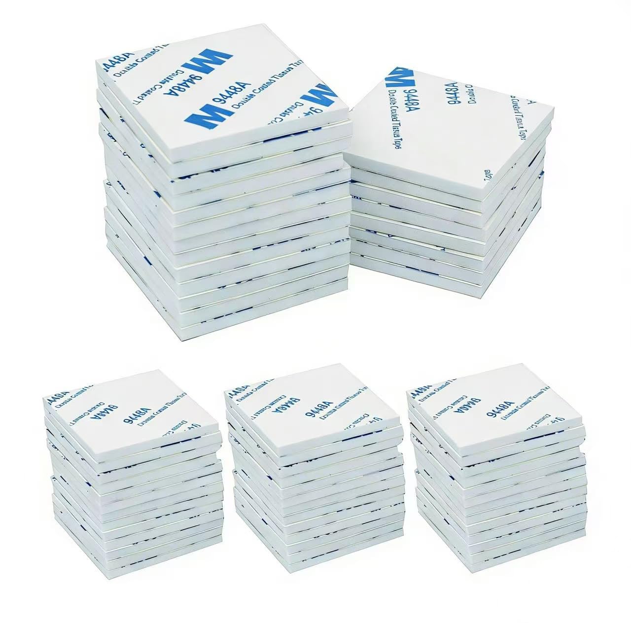 Yeecheng 200Pcs Square Double Sided Foam Tape,27x27mm Strong Adhesive Heavy Duty Mounting Stickers for Photo Albums, Hooks, Mirrors, Bookcases.