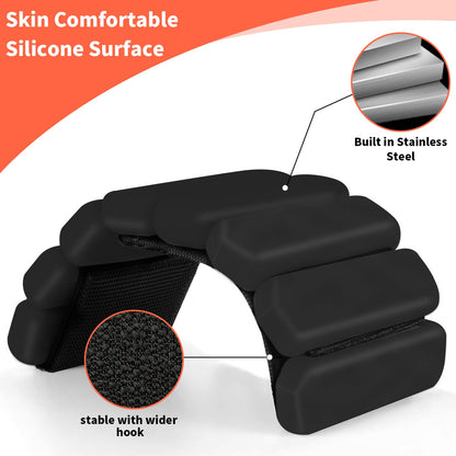 YOVKOK Adjustable Ankle Weights for Women Men,Wrist Weights set for Walking Running,1 Pair (1Lbs Each) Silicone Workout Weights for gym fitness, Jogging,yoga,pilates,strength training,physical therapy (Black)