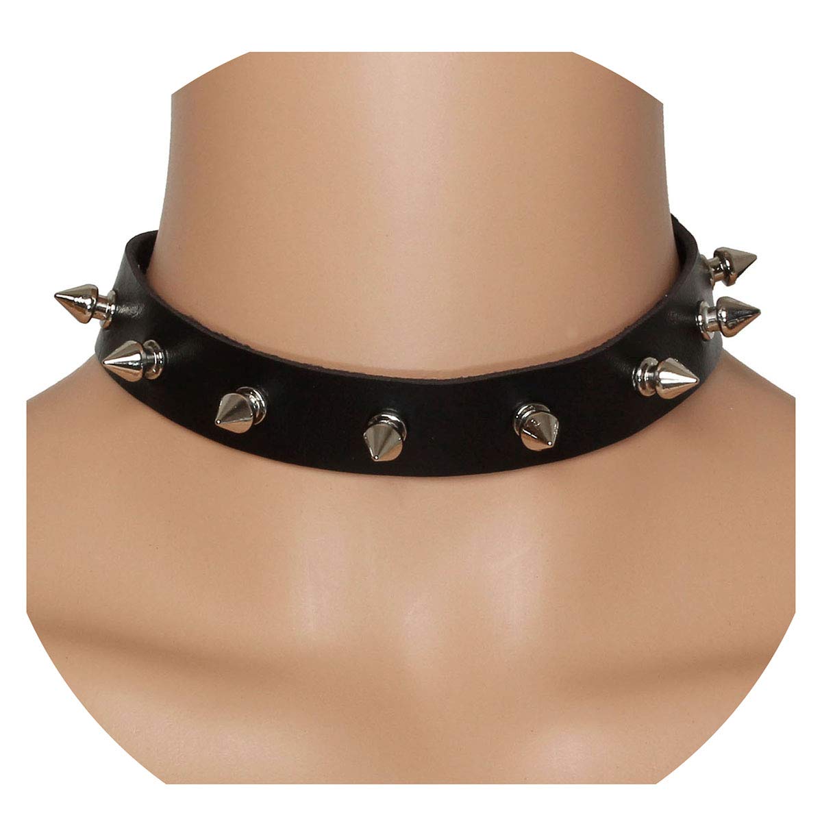Eigso 2 Pcs Punk Leather Choker Necklaces for Women Men Metal Spike Studded Goth Collars for Woman Man