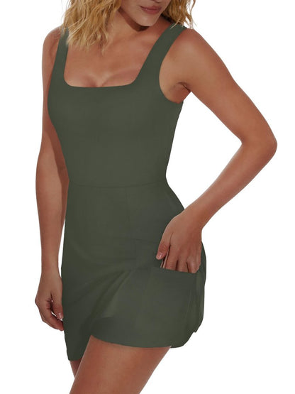 OFEEFAN Womens Athletic Dress Tennis Golf Bodycon Workout Active Skort Summer Clothes Casual Graduation Concert Date Spring Outfits Dark Green S