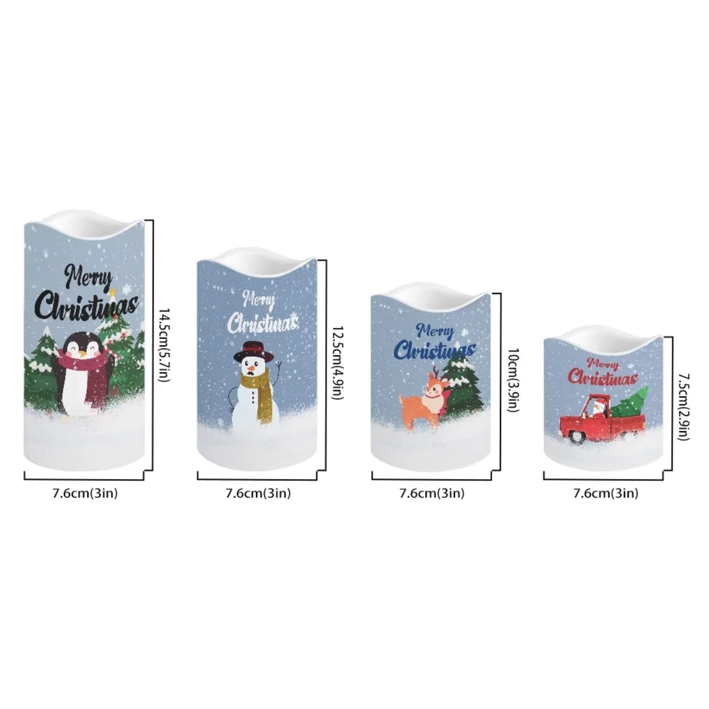 Cozeyat Santa Claus Pattern Electric Candles in Warm Yellow,4 Packs Flickering Real Pillar Votive Tealight,Plastic Flameless Candles Battery Operated for Home Party Cocktail