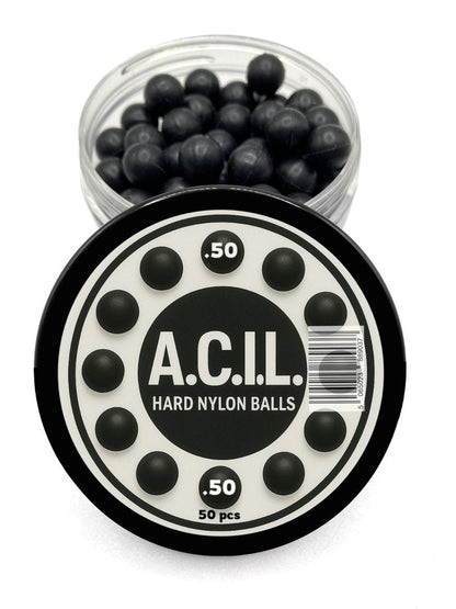 50 x Hard Nylon Balls in 50 Caliber Paintballs Solid Balls Precision Training Ammo for Paintball, RAM & Self Defense Pistols – Durable Reusable Projectiles