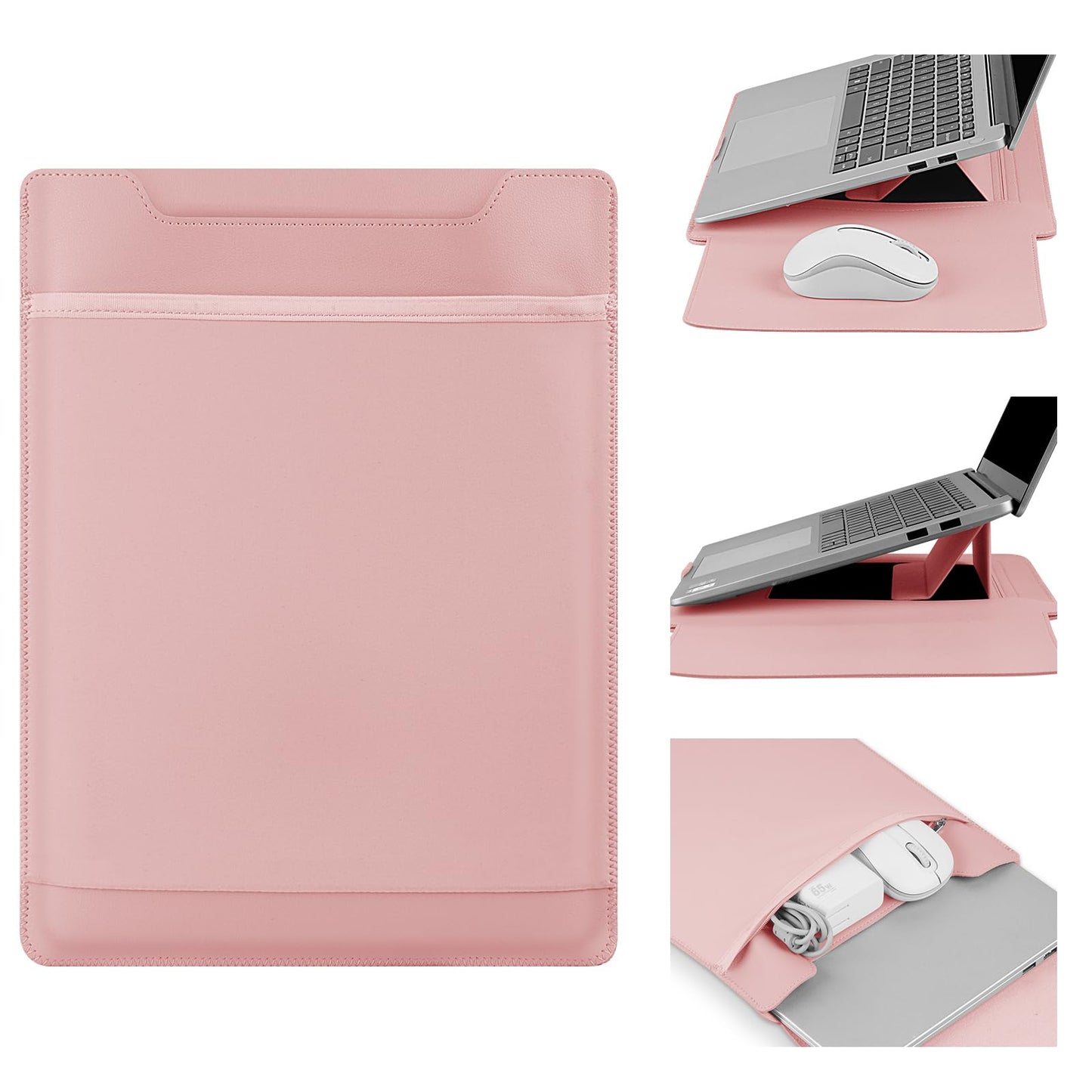 HoYiXi 13.6'' Laptop Sleeve Case Leather Bag with Stand Compatible with MacBook Pro 14/MacBook Air 13(M1 M2)/ASUS Vivobook 14/Dell XPS 13/ASUS Acer Matebook 13 14'' Laptop case,