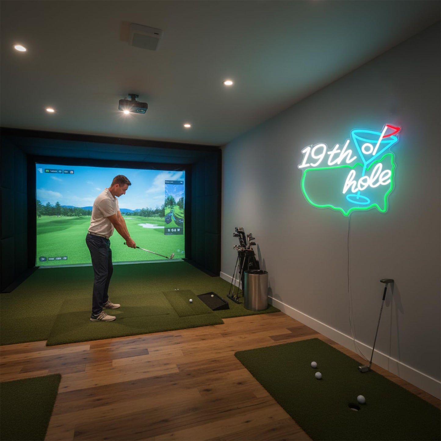 Zontruxe Golf Neon Sign for Wall Decor, Dimmable LED Golf Wall Lamp with 19th Hole Letter Sign, Light Up Sign for Man Cave, Bedroom, Office, Gym, Club, Party, Bar, Park, Birthday Gifts, 15 x 13 in