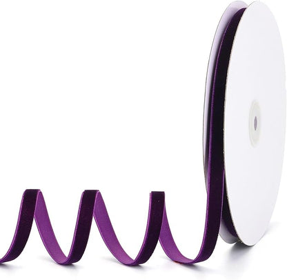 Purple Velvet Ribbon 3/8" x 20Yd,Great for Gift Wrapping,Hair Bows Making, Wreaths,Wedding and Christmas Party Decoration(Purple 3/8")