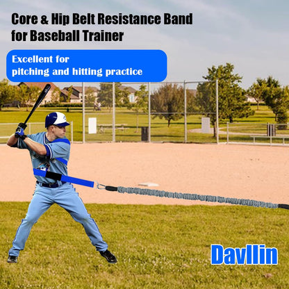 Core & Hip Belt Resistance Band for Baseball & Softball Training | Baseball Batting & Hitting Trainer | Complete Resistance Training Aid for Arm Strength & Swing Flexibility