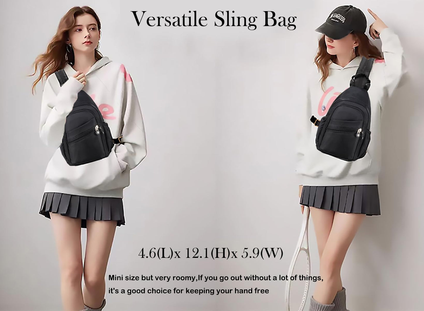 Xsecnua Small Crossbody Sling Bag for Women, Mini Backpack Crossbody Bag Convertible, Chest Bags for Hiking Daypack